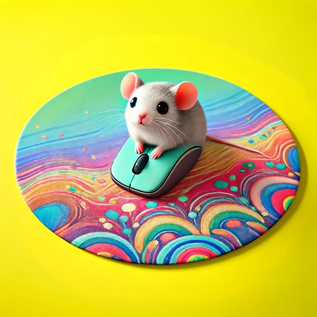 A mouse sitting on a mouse mat